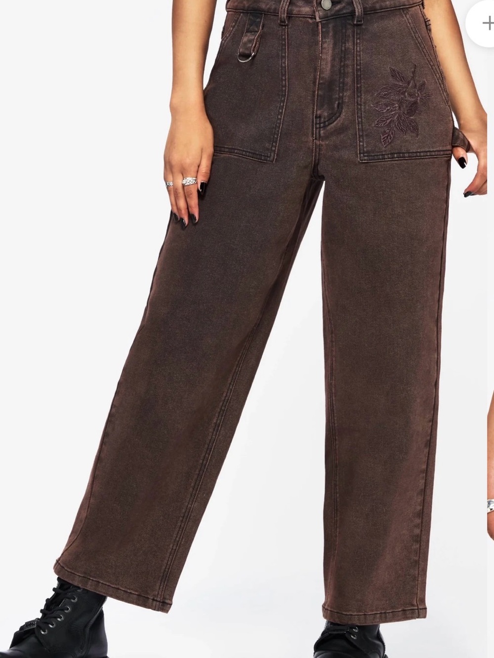 NWT Disturbia Echo Autumnal Leaf Embroidered Pocket Detail Cropped Jeans